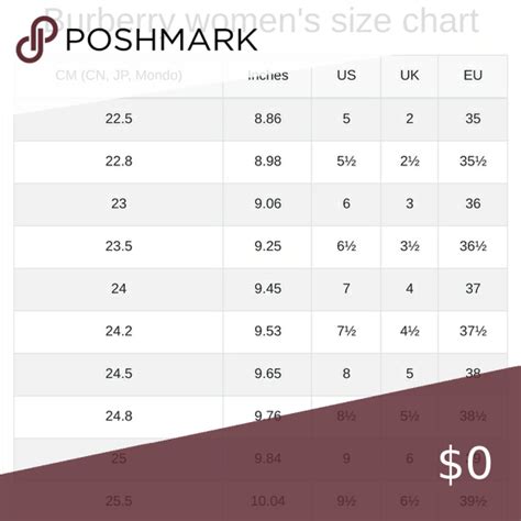 burberry london girls size chart|Burberry women's shoe size chart.